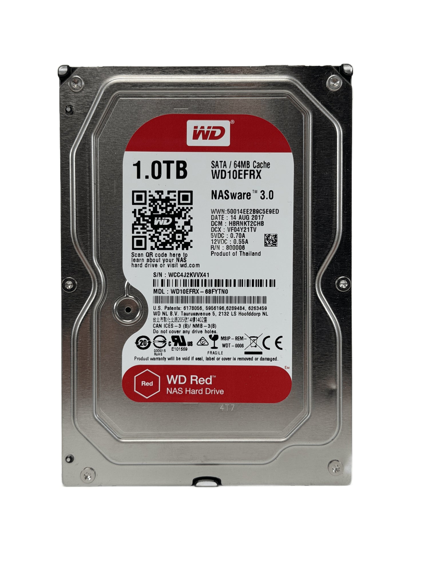WD Red 1TB 3.5" SATA NAS Hard Drive — Used, Working